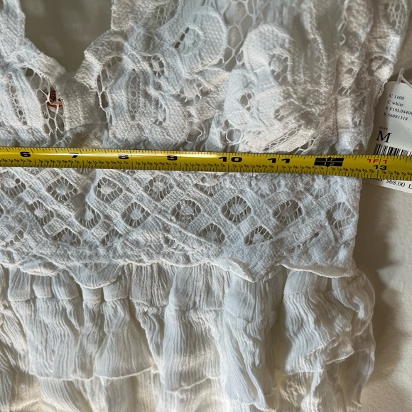 Free People Cami, Adella White Lace Peplum Camisole, crochet ruffle, Medium - Picture 6 of 8
